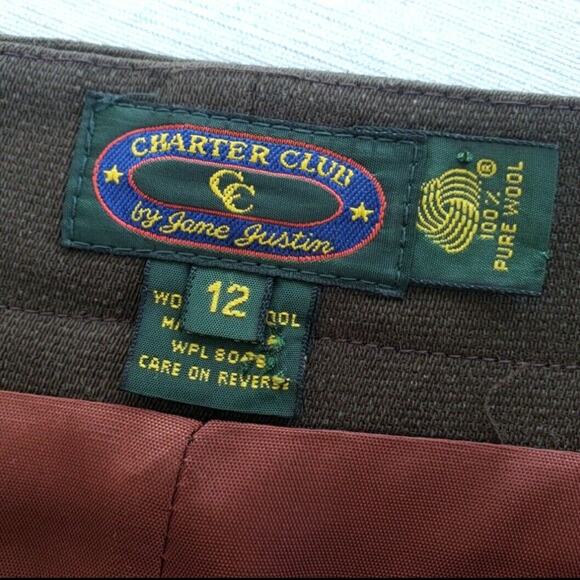 Vintage Charter Club Jane Justin Wool Skirt Womens 12 Brown Classic Preppy Retro - Picture 11 of 12
